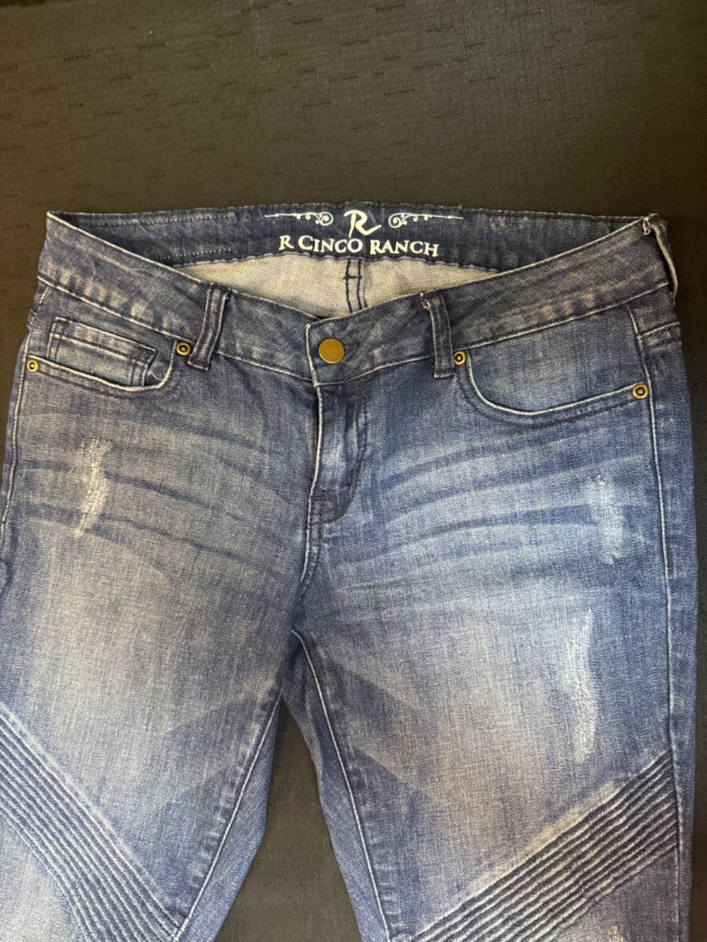 Light Wash Ribbed Panel Skinny Jeans - Picture 4 of 7
